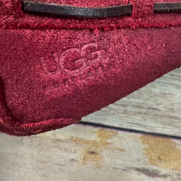 UGG Womens Metallic Glitter Red Ansley Moccasin Slippers Driving Shoes 7 - Picture 9 of 9